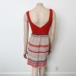 Free People [] Orange Boho Y2K Cable Knit Embroidered Striped Mini Dress Size 8 Photo 1