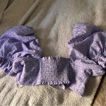 For Love & Lemons  Chelsea puff sleeve purple polka dot tie front top Photo 6