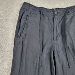 Club Room Luxury Womens Linen Pants XL Black Drawstring Straight Leg Pockets Photo 8