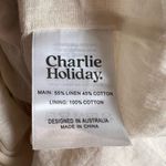 Charlie Holiday Lilian Oat Beige Tiered Cut Out Linen Midi Dress Size XL Photo 13