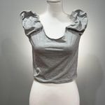 Revamped CLEARANCE! Gray Boutique Puff Shoulder Crop Top Size L NWT Photo 0