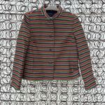 Talbots Rainbow Stripe Multicolor Cotton Mandarin Collar Blazer Jacket Size 6 Photo 0