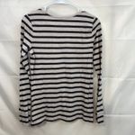 Ann Taylor  LOFT women's beige gray striped long‎ sleeve casual cotton shirt M Photo 4