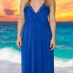 Unique Vintage Vintage Cobalt Blue Lace Nylon Slip Maxi Dress Fairy Whimsical Ethereal Size 2X Photo 0