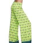 ZARA  wide leg flowy printed viscose palazzo pants green Sz M Photo 1