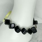 Chunky Black Beaded Green Open Oval Shell Bracelet Photo 7