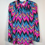 Lilly Pulitzer Women's Elsa Blouse Shirt Hearts a Flutter Chevron Vibrant Small Photo 0