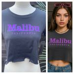 Prince Peter Malibu Crop Top Tee Black Purple Graphic Size Small NWT Photo 1