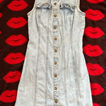 Paris Blues Vintage 80s 90s  light blue denim sleeveless bodycon dress XS Photo 0
