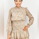 AQUA  NWT Floral Smocked Mini Dress M Bloomingdale’s Exclusive Photo 1