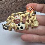 Sports Mom Brooch Pin Gold Tone Signed Tona Photo 11