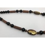 Gorgeous Large 22" Beaded Necklace Unique Large Pendant Bronze Brown Black Beads Photo 11