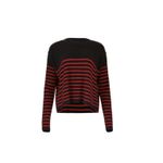 The Kooples Womens Sweater Black Red Striped Buttoned Shoulder $395 Size 1 /US S Photo 2