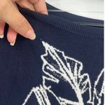 Chico's Palm Tree Womens Sweater Sz L Coastal Resort Beachy Embroidered Navy New Photo 9