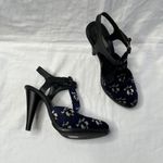 Opening Ceremony Jeanette Black & Blue Velvet Floral High Heel Sandals 41 EU Photo 2