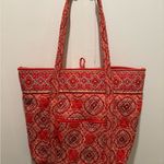 Vera Bradley Large Quilted Red Tote Bag With Toggle Closure Photo 1