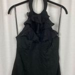Black Halo  Sabrina Black Ruffle Halter Mini Dress Sz.8 Photo 4