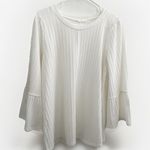 Anthropologie Entro Womens Bell Sleeve Boat Neck Ivory Rib Knit Tunic Top XLARGE Womens Photo 0