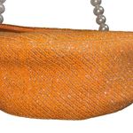 Orange Beaded Half Moon Citrus Crescent Bag Sunburst Design Pearl Embellished Photo 7