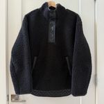 Athleta Winter Cozy Black Sherpa Quilted Snap Sweatshirt Size M Photo 2