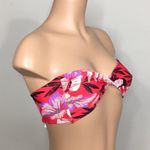 Volcom New.  red tropical print twist front bikini top. Photo 2
