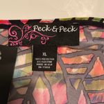 Peck & Peck Mosaic Stained Glass Jewel Tone Tunic Blouse Photo 4