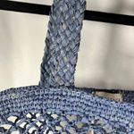 Hat Attack Denim Blue Raffia Fisherman Net Tote Bag Handmade Beach Casual New Blue Photo 1