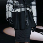 Badgley Mischka  Black and Gray Plaid Cape Jacket Wool Blend Medium Photo 0