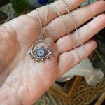 Evil Eye Sterling Silver CZ Blue Eyed Sapphire Necklace Photo 3