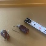 Maroon Cylinder Beaded Dangle Earrings w/ Hook Backing Photo 3