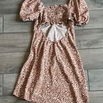 Cotton Candy Floral Puff Sleeve Dress Brown Size L Photo 4