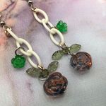 Handmade Mystic Garden Plastic Chain & Beaded Rose Earrings White Photo 1