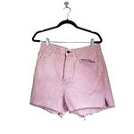 ZARA NWT Pink High Rise Straight Fit Split Hem Cutoff Denim Shorts SZ-8 Photo 7
