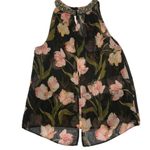 Jennifer Lopez  Jeweled High Collar Sleeveless Floral Blouse Top Photo 7