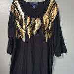 Denim 24/7 Vintage 80's Luxury Gold Sequin Glam Top Photo 0
