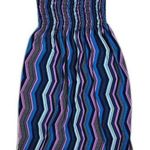 Prestige Edge Women's Strapless Mini Dress Medium Chevron Print Tube Top Blue Photo 0