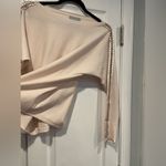 Liv Milano Size M Pale Pink Boat Neck Ribbon Beaded Embellished Sleeve Knit Top Size M Photo 3