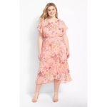 Lane Bryant  Ruffle Floral Midi Dress Women Plus Size 16 Pink Whimsical Elegant Photo 1
