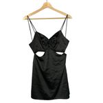 ZARA  Black Satin Effect Metal Ring Cut Out Mini Dress M Photo 3