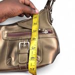 Y2K Brown Gold Metallic Leather Cargo Buckles Shoulder Hobo Hand Bag Purse Satchel Top Handle O Photo 6