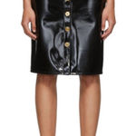 Versace  Vinyl Midi Skirt Medusa Head Gold Buttons Black IT 40 US 4‎ Photo 0
