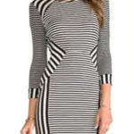 Diane Von Furstenberg DVF Haven Midi Dress Women S Wool Sheer Bodycon Office Geometric Stripe Career Photo 0