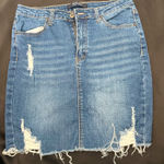 Wax Jean  Blue Distressed Pencil Skirt Photo 0