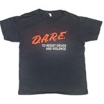 Fruit of the Loom Vintage 80s 90s grunge D.a.r.e. to resist drugs and violence black tee. XS/S Photo 0
