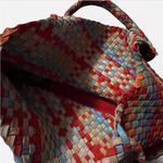 Source Unknown Multicolored Woven Leather Tote Bag, EUC Photo 2