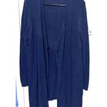 Wonderly  Navy Blue Cardigan Sz M sweater open Longline Duster Cotton Photo 0