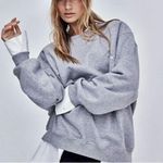 For Love & Lemons  Oversized Crewneck Grey Fleece Sweatshirt grey embroidered S Photo 1