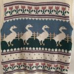 Russ Cream and Blue Animal Pattern Vest Size M Photo 4