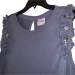 Violet Weekend Asymmetrical Ruffle Pearl Crystal Sleeveless Shift Dress ViVi L Blue Size L Photo 3