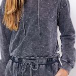 Le lis NWT Black Starlight Acid Wash Rhinestone Hoodie Size S Photo 1
